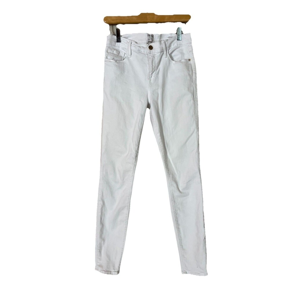Frame White Stretch Mid Rise Skinny Jeans, Size 27, Le Skinny de‎ Jeanne